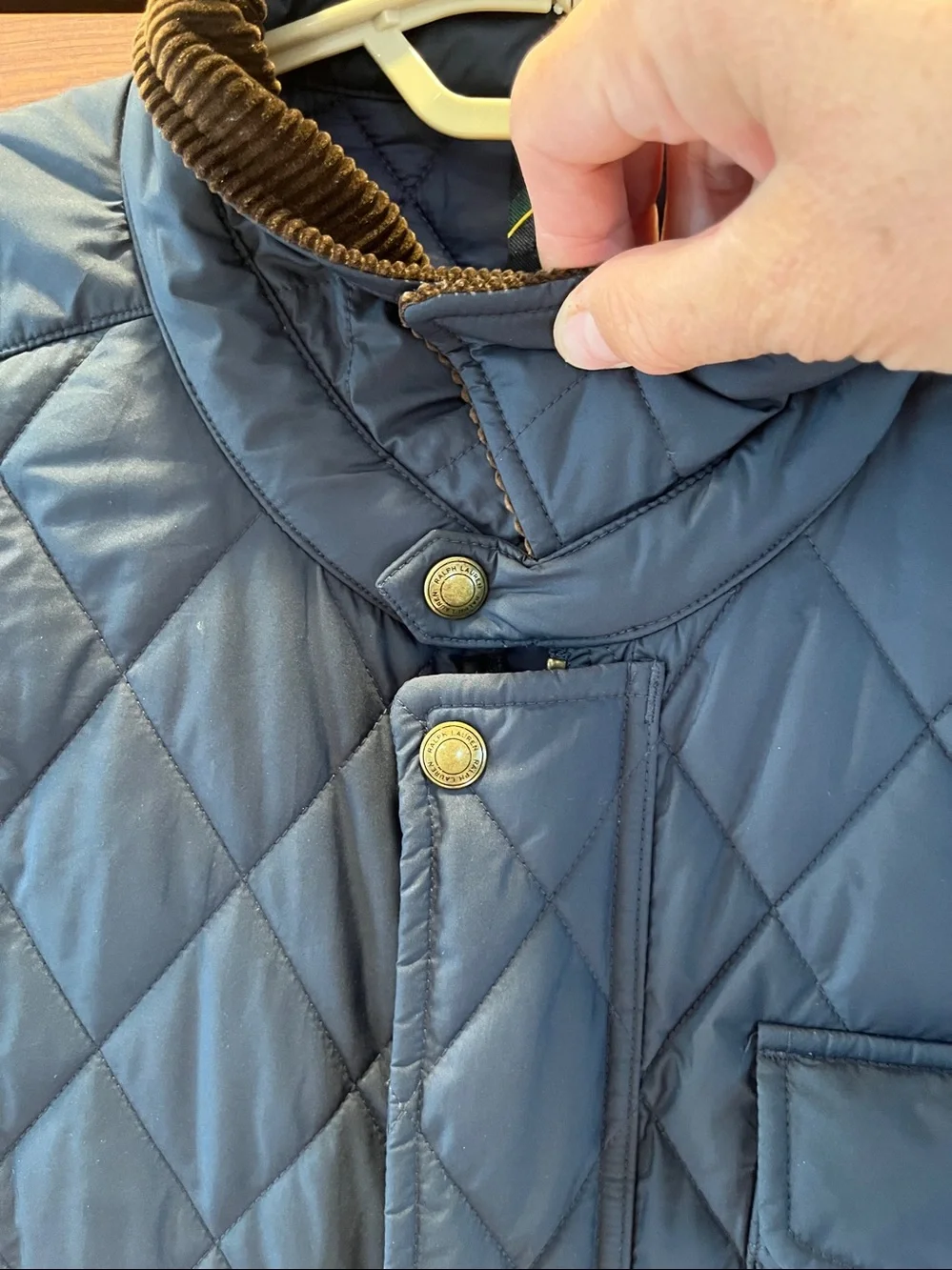 Polo Ralph Lauren The Beaton Quilted Jacket - Navy w brown accents XL
